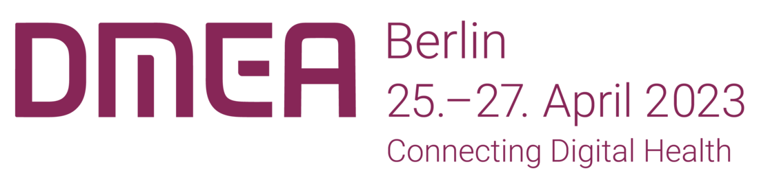 Ein Schriftzug wird dargestellt: DMEA Berlin 25. - 27.04.2023 